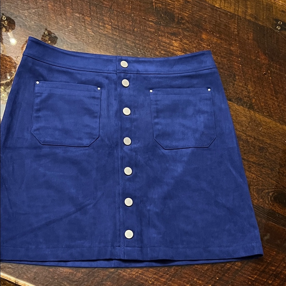 Elegant Royal Blue Mini Skirt with Button Detail